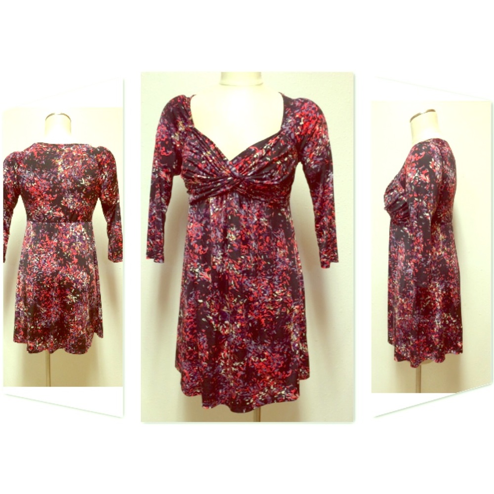 Black dress w/colorful abstract print Forever 21